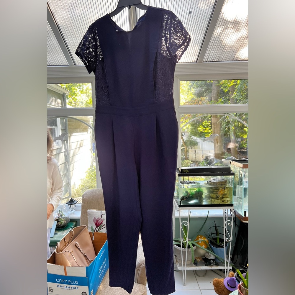 APT. 9 - Navy Blue Jumpsuit Lace Sides - Size M